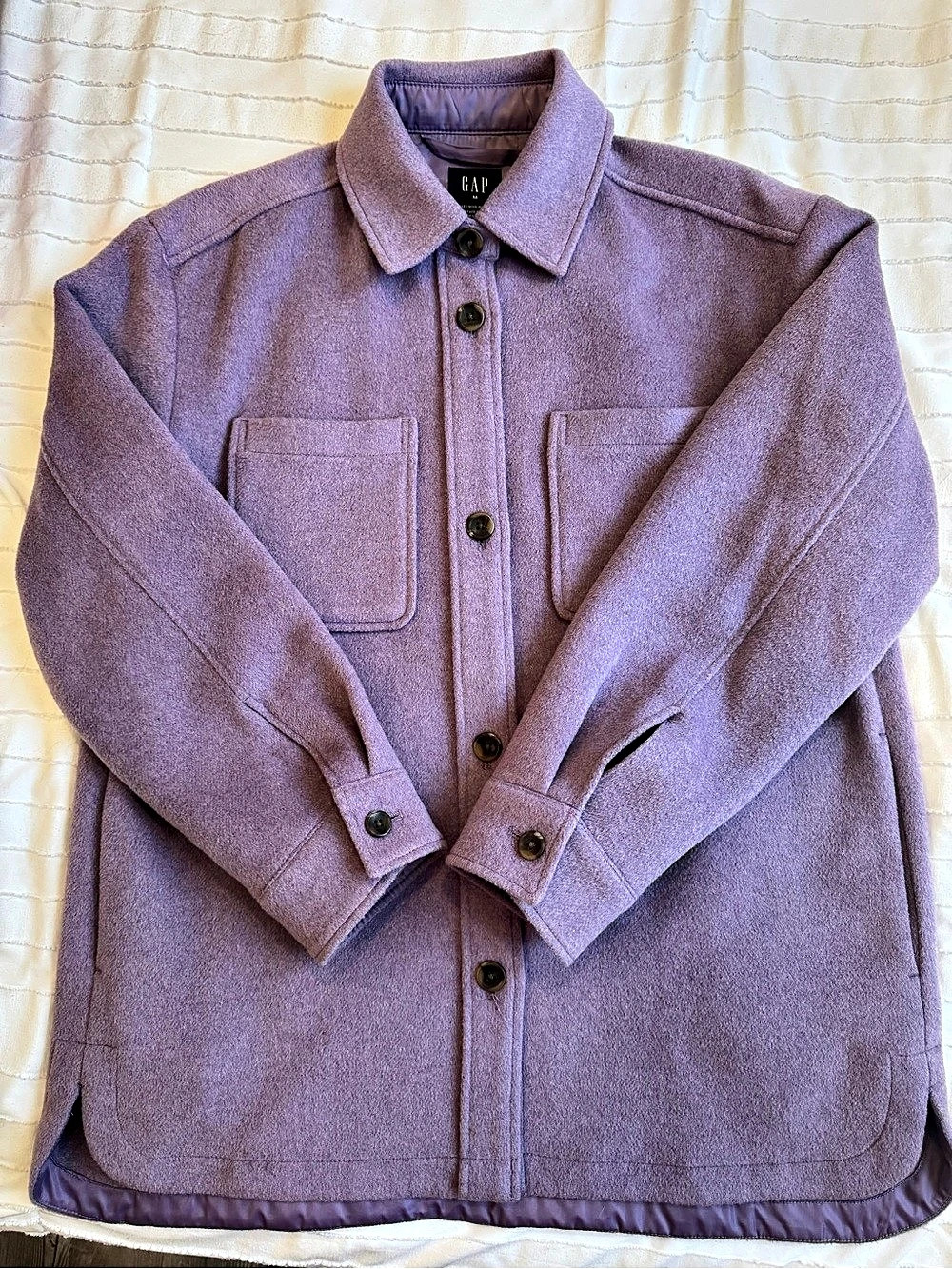 Gap Wool-Blend Relaxed Shirt Jacket Purple